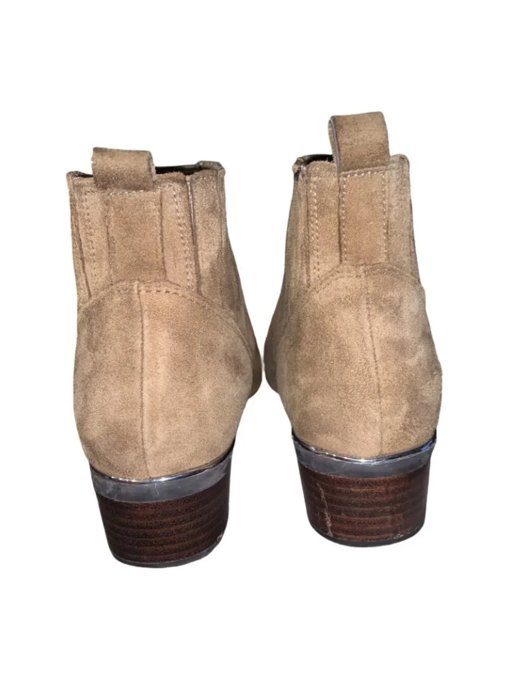Marc Fisher Boots Womens 8 M Ankle Chelsea Heels Casual Brown Suede Pull On boho